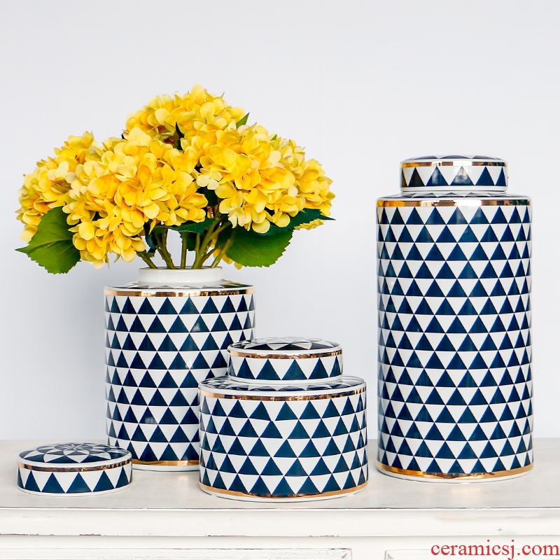 Geometric ceramic storage tank modern creative vase wine TV ark home decorate the sitting room porch furnishing articles