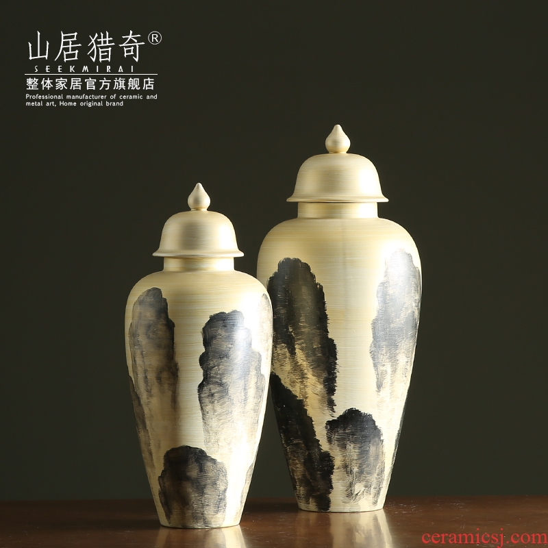 New Chinese style ink general hand - made ceramic pot vase zen furnishing articles large storage tank sitting room porch furnishing articles