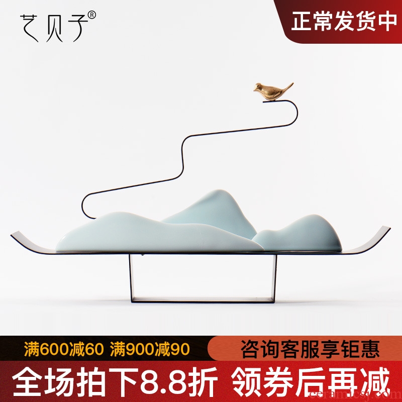 The New Chinese zen creative checking ceramic club teahouse porch household soft adornment furnishing articles move example room