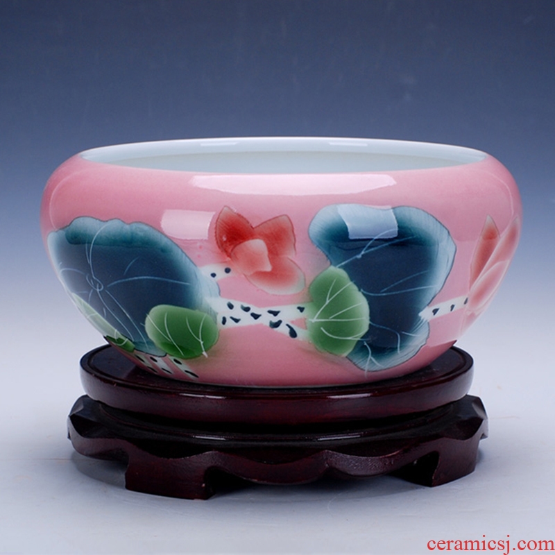 Jingdezhen ceramics craft goldfish bowl the tortoise cylinder shallow water lotus pond lily fish pot pot sitting room furnishing articles