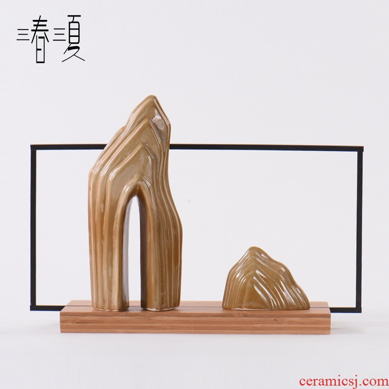 The New Chinese zen rockery furnishing articles taihu ceramic hob anywhere hotel porch mountain wood, rich ancient frame of soft decoration