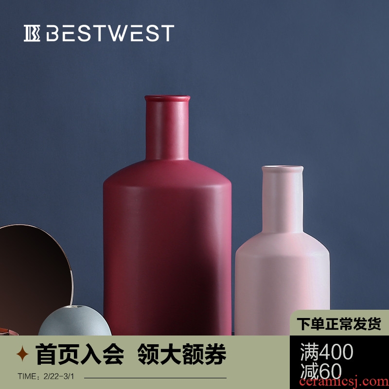 BEST WEST I and contracted ceramic vase furnishing articles living room table dry flower vases, soft adornment ornament