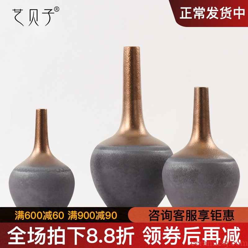 Chinese pottery and porcelain decoration can flower sample room sitting room soft outfit household act the role ofing is tasted metallic color dry flower vases, flower implement