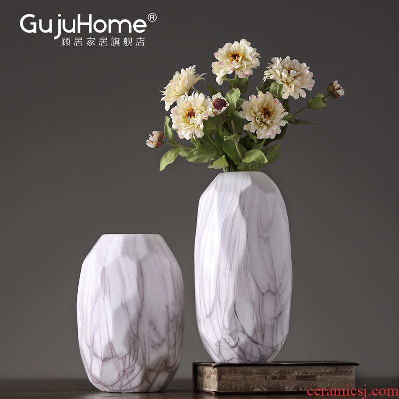 I and contracted marble ceramic vases, home furnishing articles sitting room dining - room soft outfit flower arranging flowers