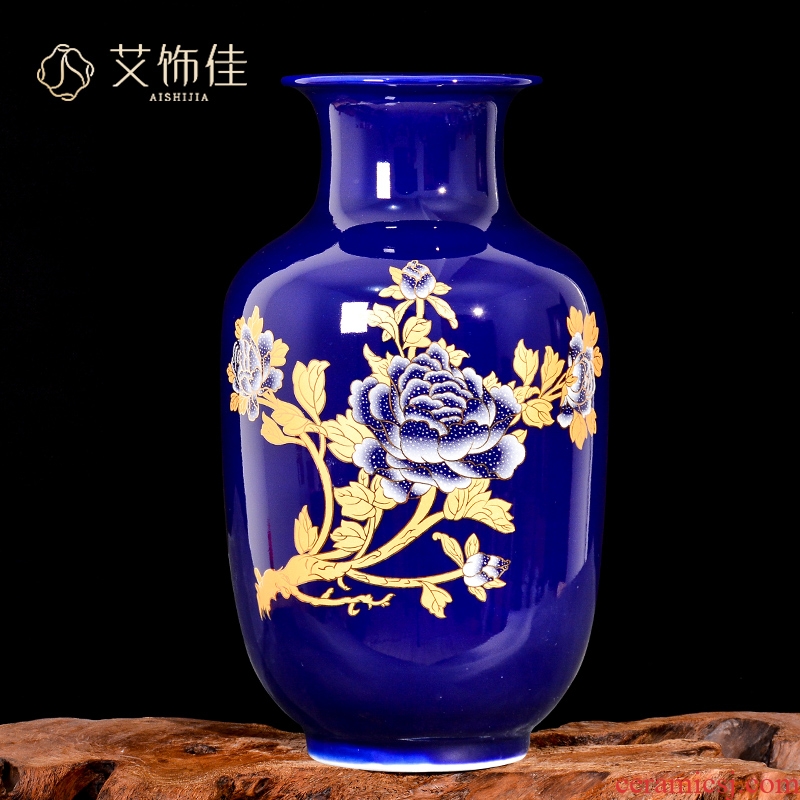 Jingdezhen ceramic vase the see colour blue flower arrangement sitting room place, a new Chinese style household TV ark, porch decoration