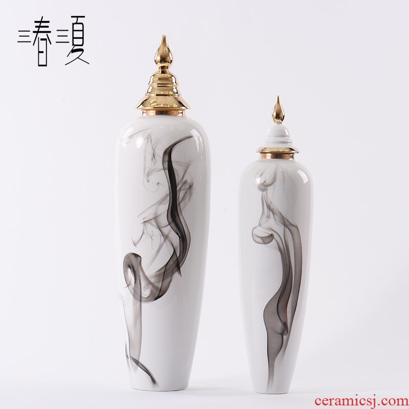New Chinese style ink flower arranging general ceramic pot furnishing articles, the sitting room porch floor hotel modern key-2 luxury decoration