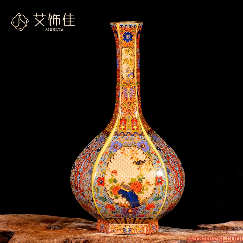 Archaize colored enamel vase Chinese jingdezhen ceramics sitting room adornment household TV ark, rich ancient frame furnishing articles