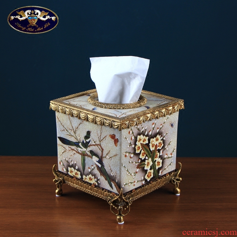 European ceramic tissue box furnishing articles American - style restaurant home decoration luxurious sitting room tea table of high - grade paper box