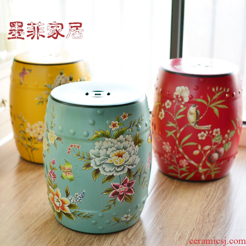 American ceramic drum who place next to the new Chinese style bedroom living room TV cabinet floor decoration version into gifts