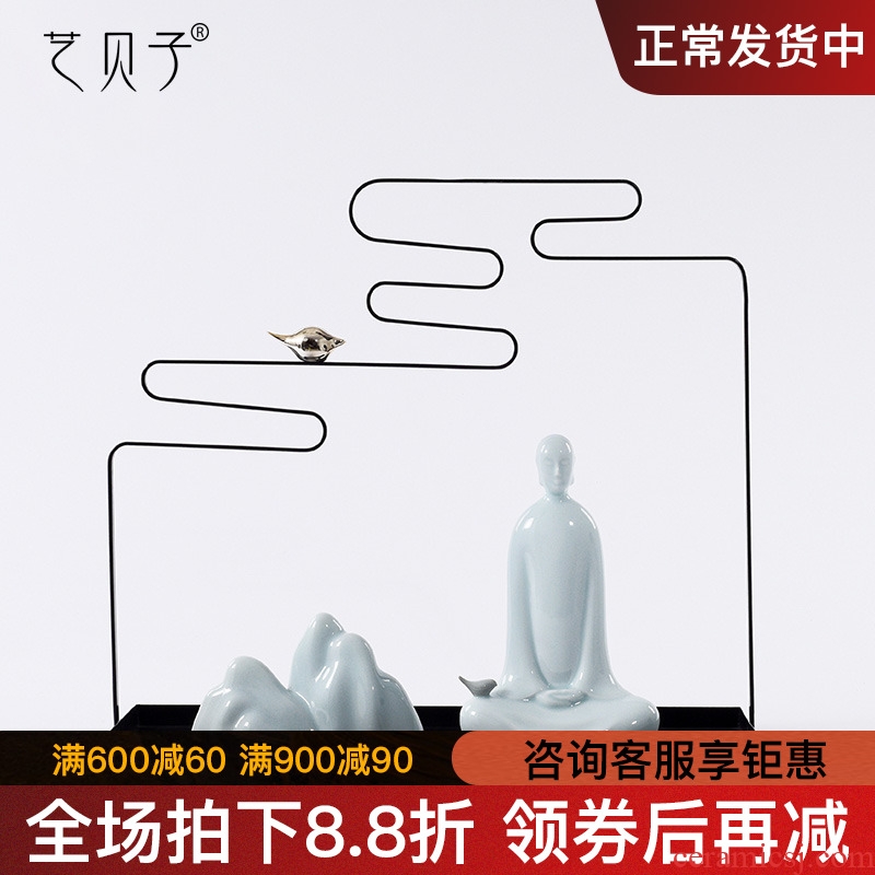 New Chinese style ceramic small zen monk furnishing articles creative home study teahouse desktop soft adornment ornament