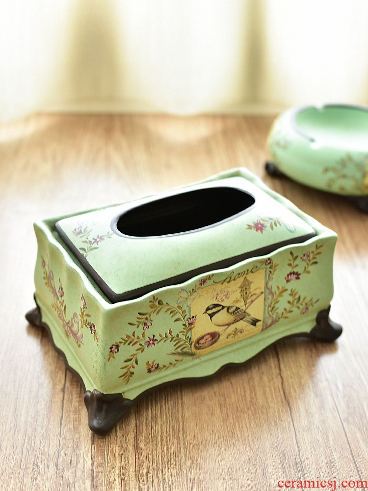 American Chinese creative home sitting room ceramic tissue box European - style bedroom table table napkin, paper box