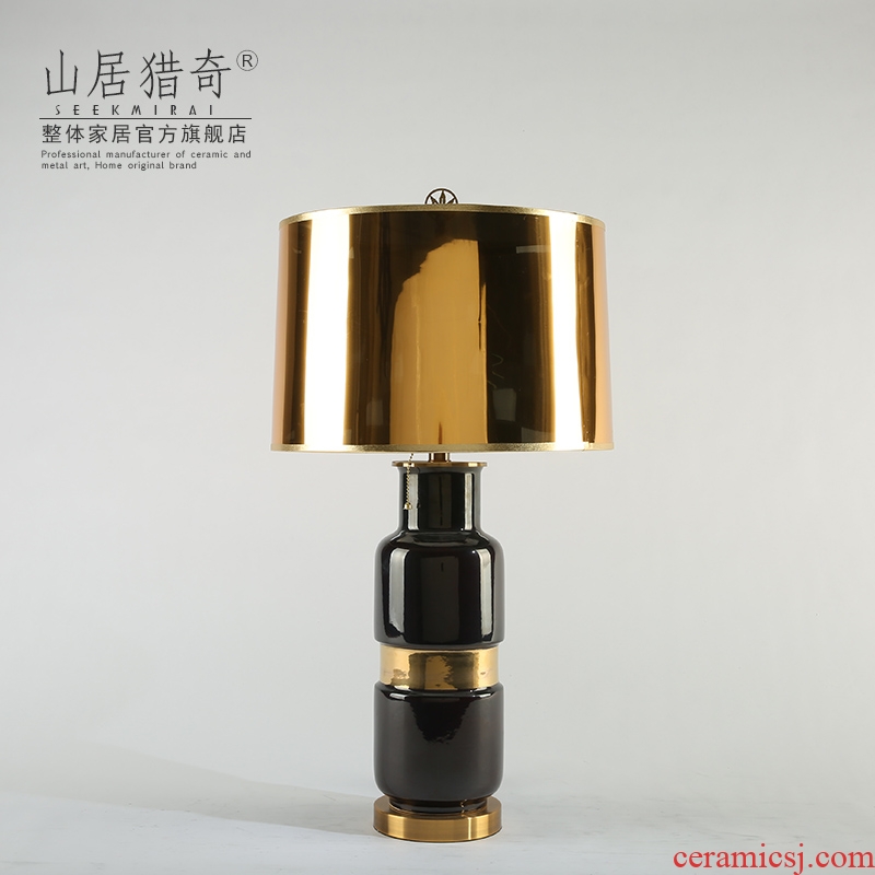 Postmodern designer example room adornment bedroom berth lamp Chinese style living room ceramic belt bottle lamp
