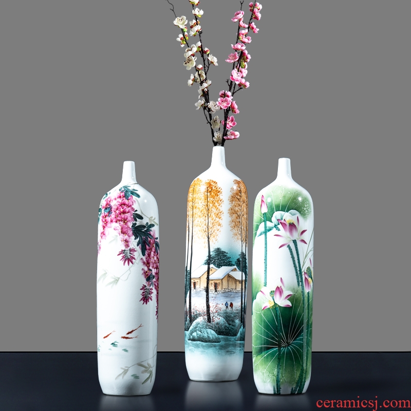 Jingdezhen chinaware big vase furnishing articles flower arranging new Chinese style household hand - made the process of the sitting room TV ark, adornment