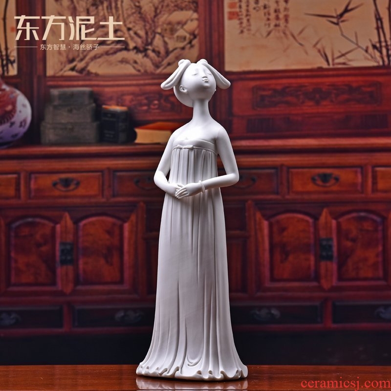 Oriental clay ceramic figure beauty its art home sitting room adornment is placed/wu ruyi D49-106