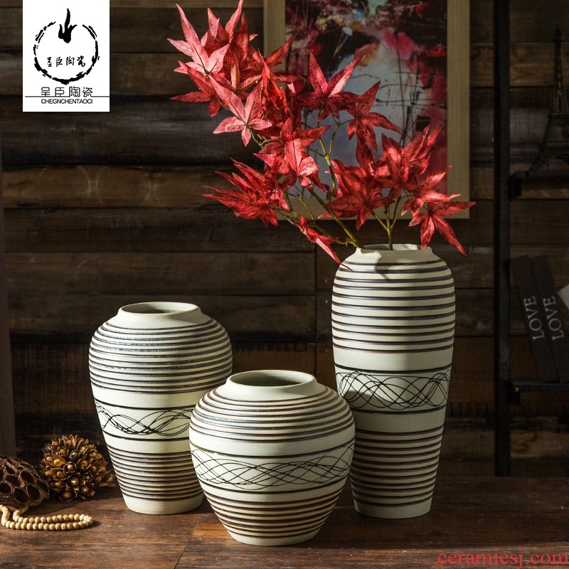 Jingdezhen porcelain vase I and contracted vase furnishing articles sitting room flower arranging dry ceramic vases, new home decoration of new Chinese style