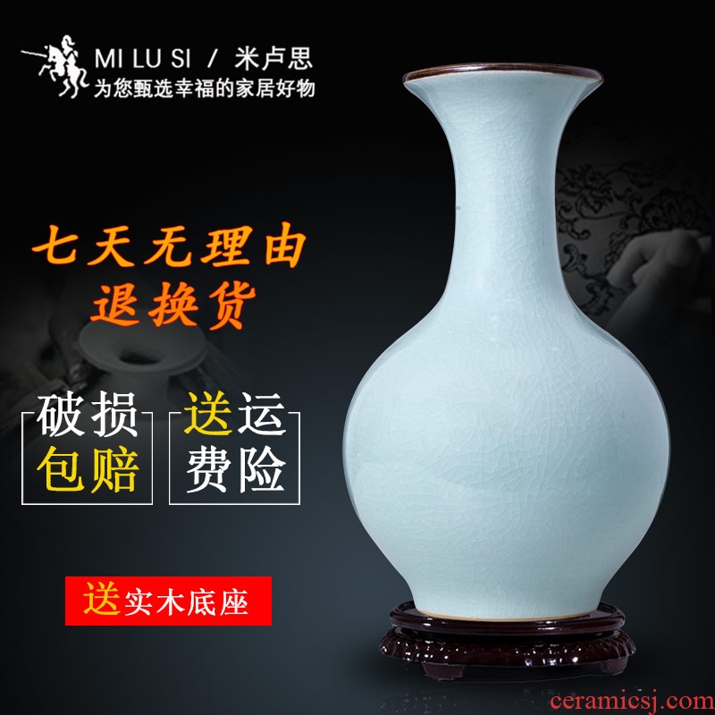 Jingdezhen ceramic vase archaize crack glaze flower arranging, classical Chinese style home sitting room porch place adornment