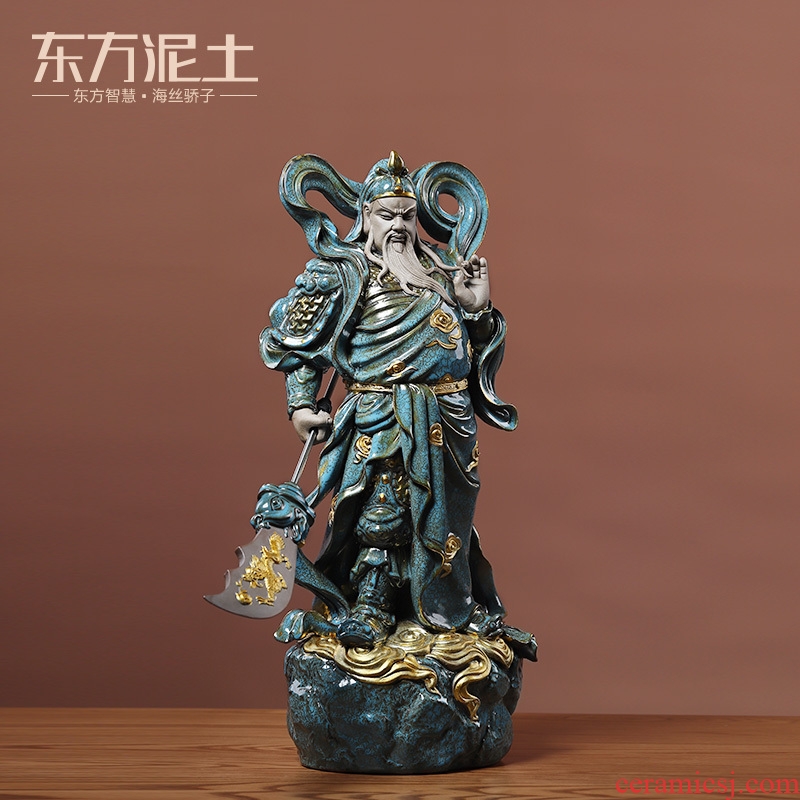 Oriental clay ceramic its art wenwu guan gong wine sitting room adornment is placed/TV ark, wu god of wealth