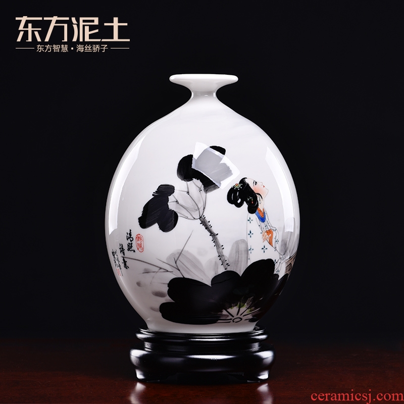 Oriental soil hand - made ceramics vase is placed the new Chinese rich ancient frame sitting room adornment/the qing poetry