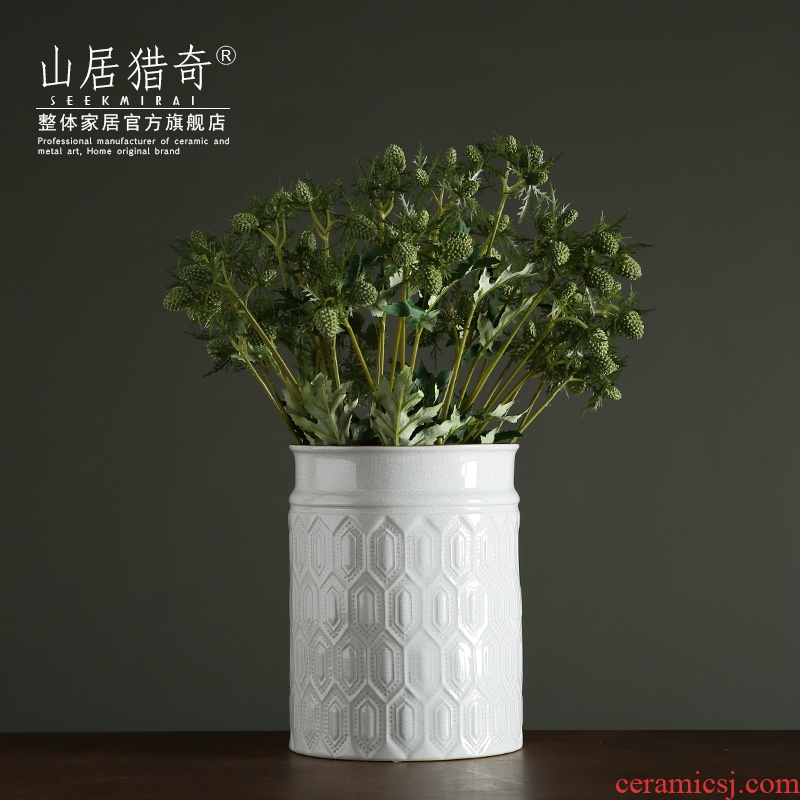 I and contracted white ceramic flower arranging flower implement soft furnishing articles sitting room adornment fashion lines series cylinder vase