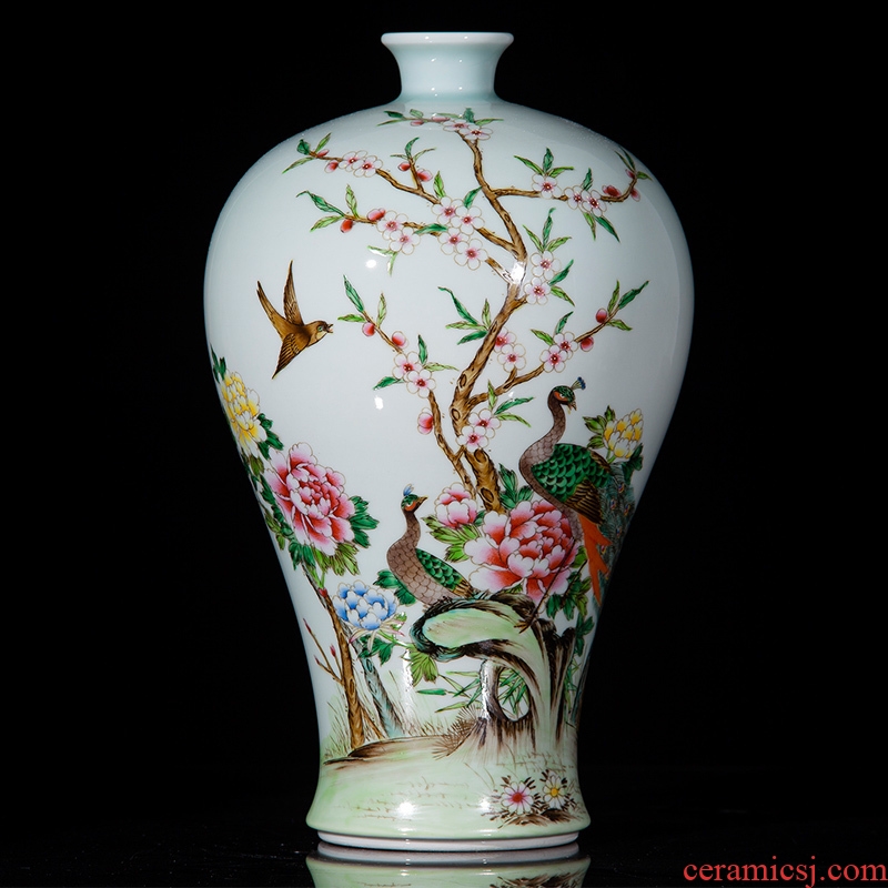 Jingdezhen ceramics archaize the qing qianlong pastel peony double phoenix mei bottles of sitting room decorative home furnishing articles collection