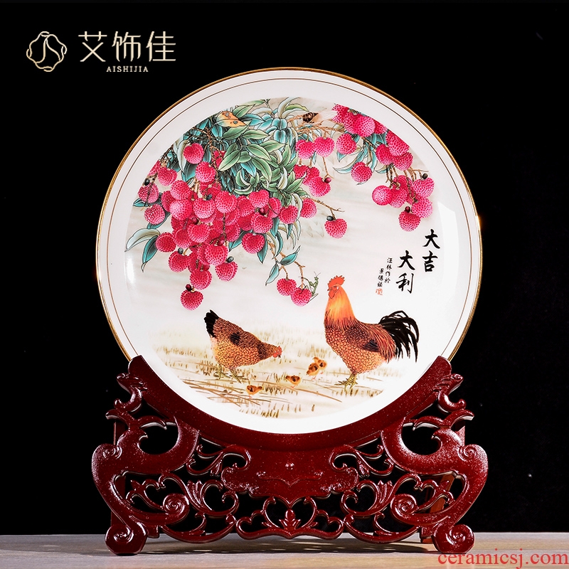 Jingdezhen ceramics powder enamel ipads porcelain decorative plate of the new Chinese style dish sit plate of the sitting room TV ark, handicraft furnishing articles