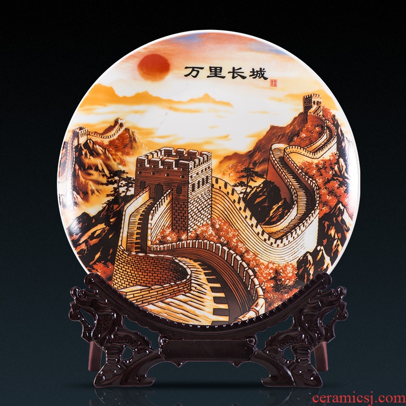 Jingdezhen ceramic decoration plate sit plate of Chinese style household act the role ofing is tasted, the sitting room TV ark, wine desktop hang dish furnishing articles
