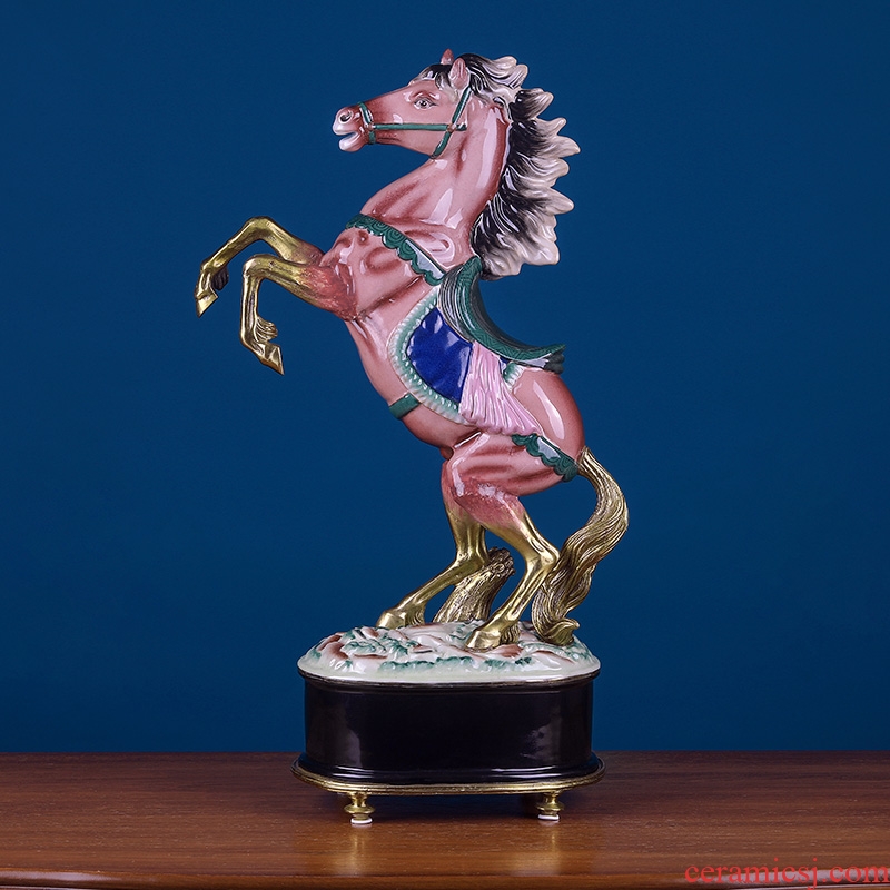 Ceramic inlaid copper horse furnishing articles lucky crafts and office study success sitting room porch decoration decoration