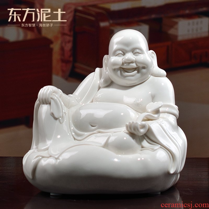 The east mud laughing Buddha furnishing articles dehua white porcelain arts and crafts office desktop accessories/ruyi maitreya sitting room