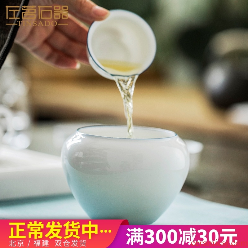 ZuoMing right is white porcelain tea in hot wash water jar Japanese ceramic cup for wash writing brush washer from household small bucket tea zen washed