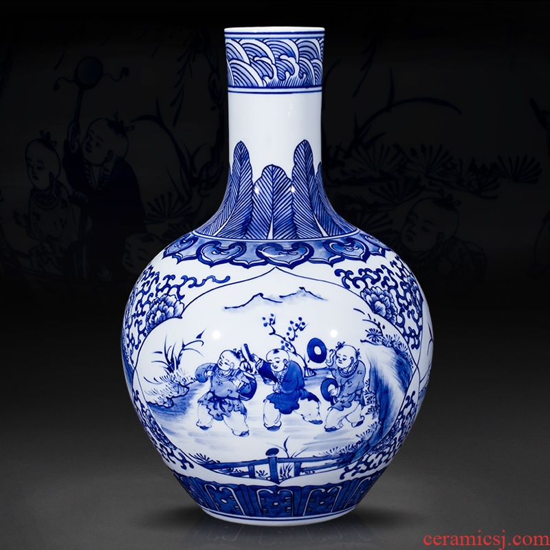 Jingdezhen ceramics vase imitation the qing qianlong baby play tree flower arranging new Chinese style household adornment furnishing articles