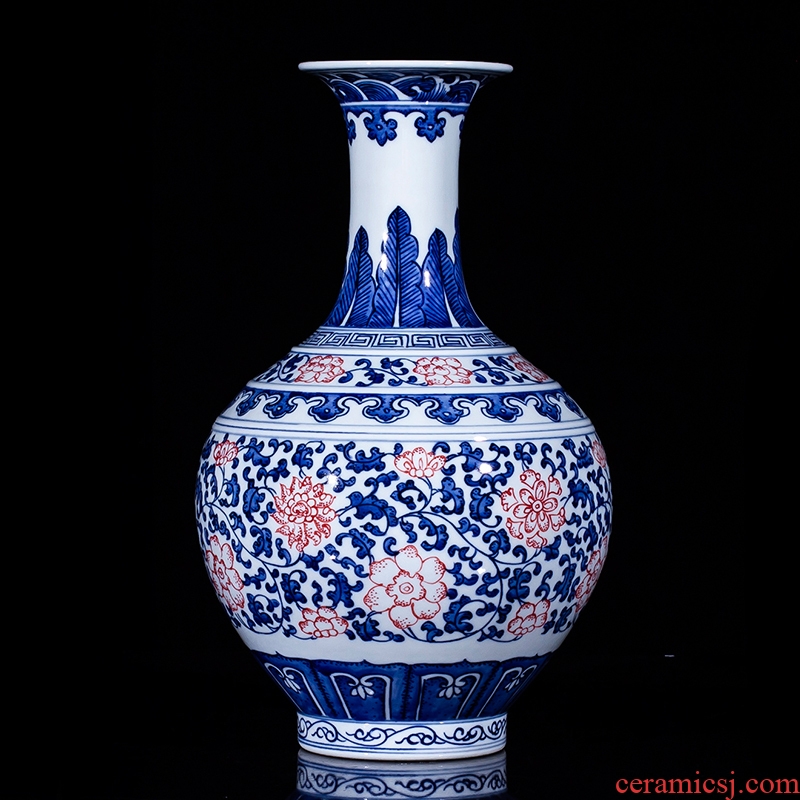 Jingdezhen ceramic antique hand - made of blue and white porcelain vase furnishing articles flower arranging new Chinese style porch decoration decoration