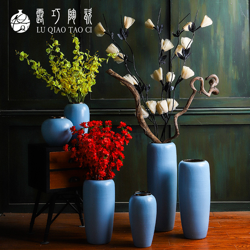 Lou qiao I and contracted vase furnishing articles flower arranging large sitting room be born American retro jingdezhen ceramic flowers