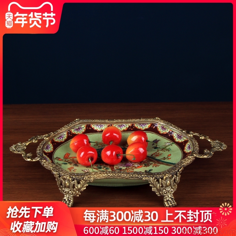 Ou compote furnishing articles creative living room key plate the receive porch decoration ceramic tea table with candy cooper dry fruit tray