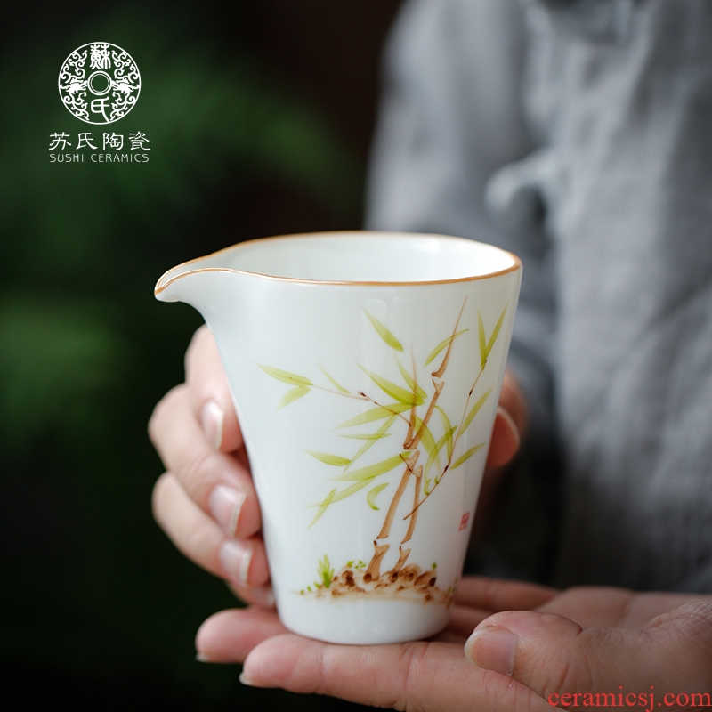 Su household ceramic fair hand draw together a cup of tea sea fair keller cup tea tea accessories hand - made points
