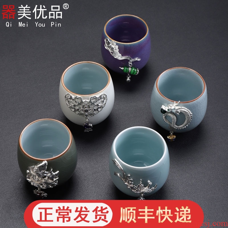Five ancient jun is the best tea with silver master cup sample tea cup kung fu tea to both your up up, ceramic cups