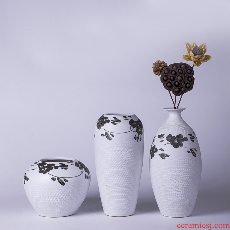Jingdezhen ceramic vases, three - piece decorations modern creative living room TV cabinet table place flower arrangement