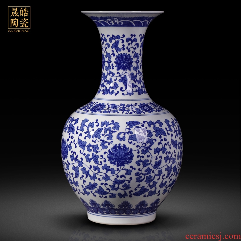 Jingdezhen ceramics in large antique blue and white porcelain vase furnishing articles 50 centimeters mesa adornment landing