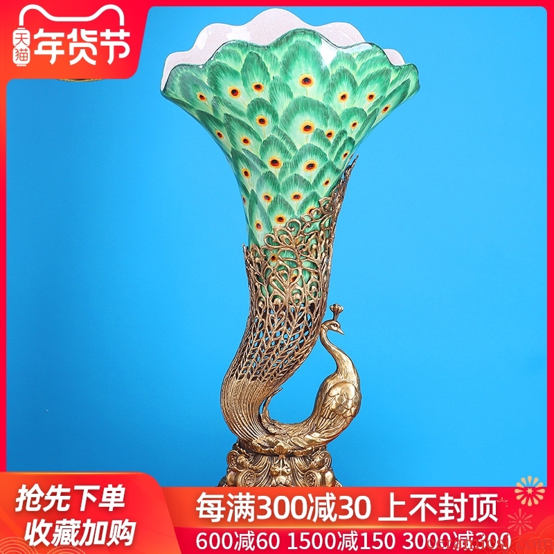European peacock vase big sitting room porch lucky furnishing articles of key-2 luxury and creative ceramic inlaid copper household soft adornment
