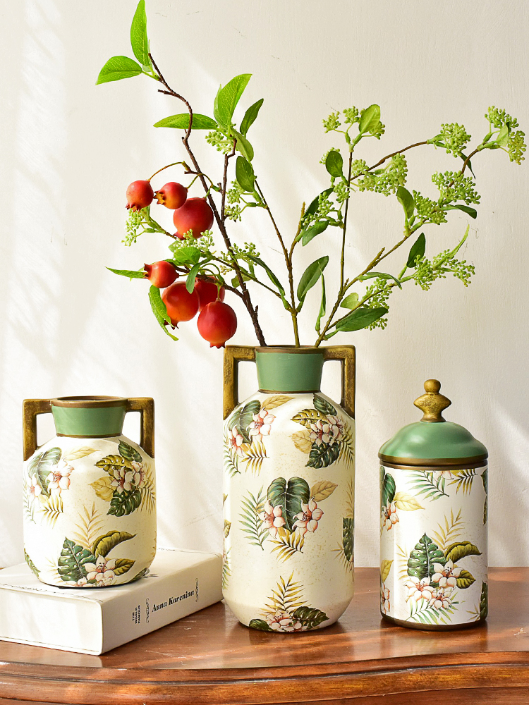 American ceramic flower vase vases, European style living room table dry flower decorations furnishing articles simulation flower art flower arranging