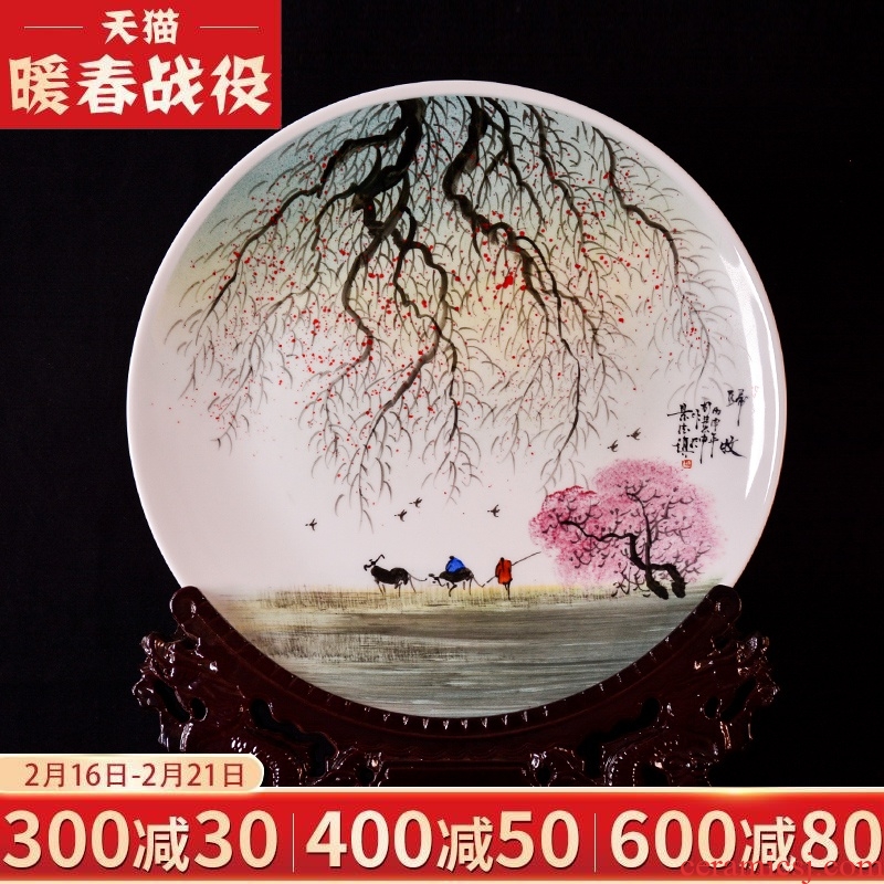 The Master of jingdezhen ceramic decorative porcelain furnishing articles hand - made plates by plate of new Chinese style living room TV cabinet handicraft