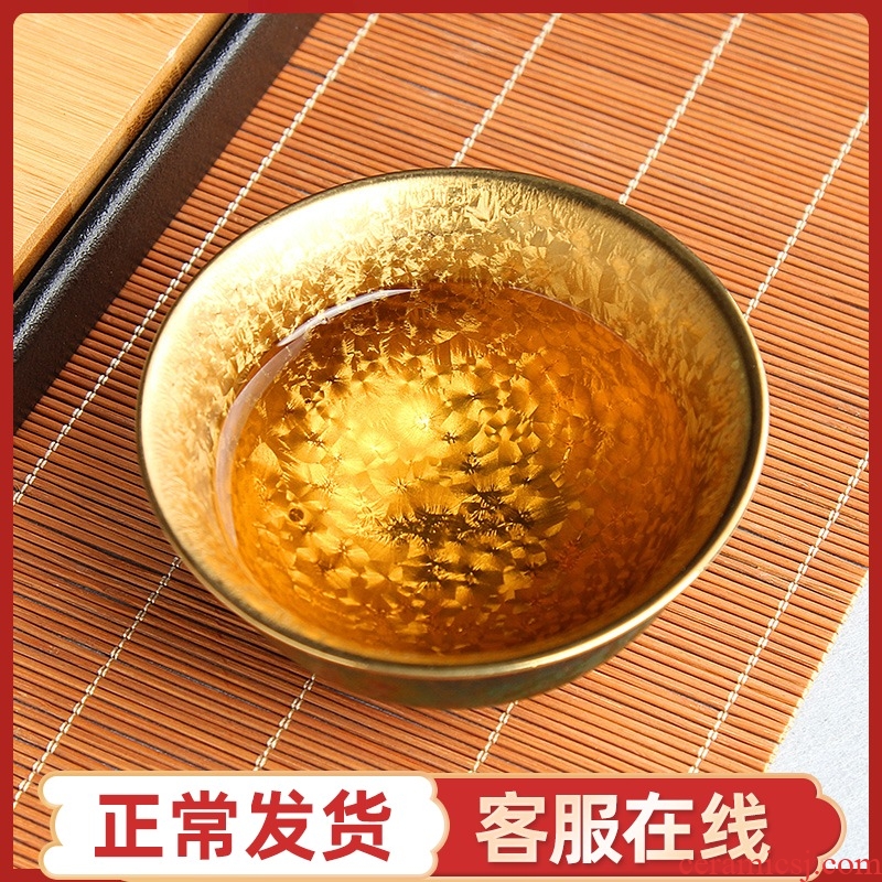 Temmoku glaze ceramic gold see colour cup sample tea cup single glass lamp that kung fu tea tea, teapots master CPU