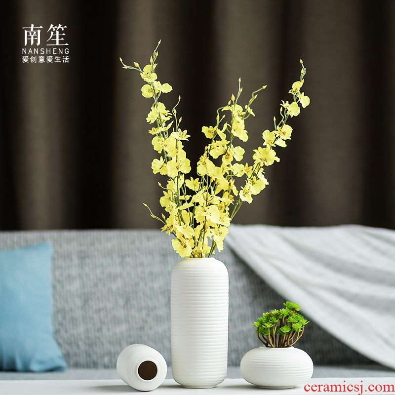 Nan sheng I and contracted white stripe ceramic vase floral simulation flowers, dried flowers, household act the role ofing is tasted furnishing articles