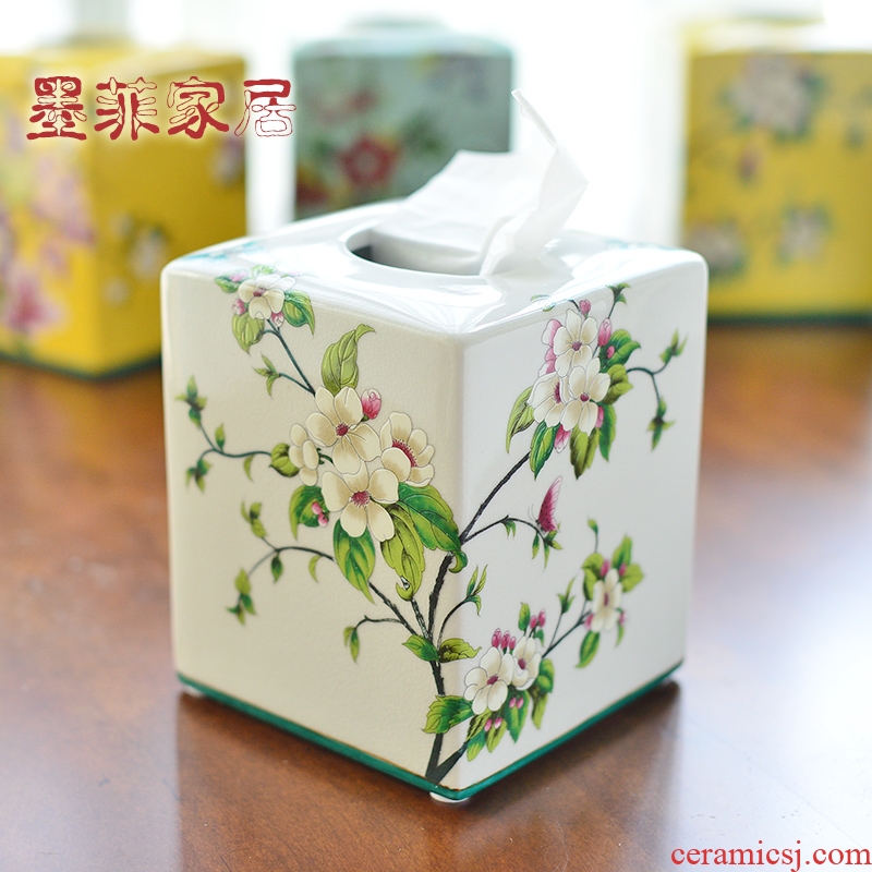 New Chinese style restoring ancient ways ceramic paper towel box of American European home sitting room dining - room tea table with a napkin creative smoke box