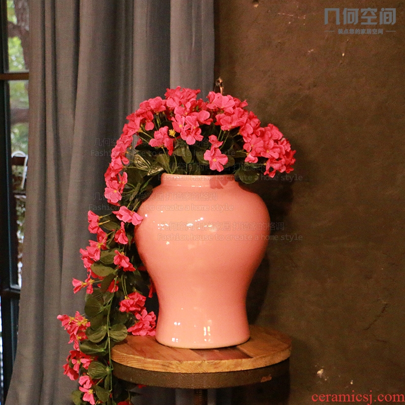 Pink general geometric space 】 【 jar ceramic vases, furnishing articles soft outfit stylist decorate restaurant decoration