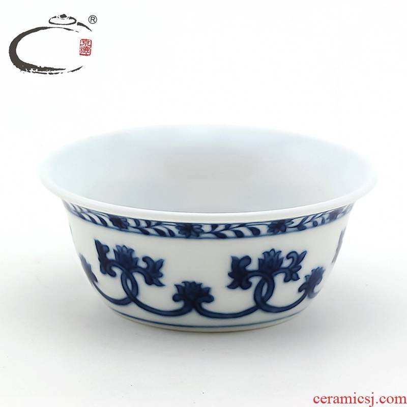 And auspicious jing DE jingdezhen up porcelain crown edge cup hand - made ceramic kung fu tea cups sample tea cup single CPU