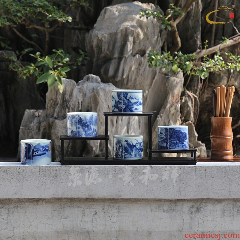 DE collection and auspicious Beijing landscape cup of jingdezhen ceramic kung fu tea set large master tea cups of tea cups