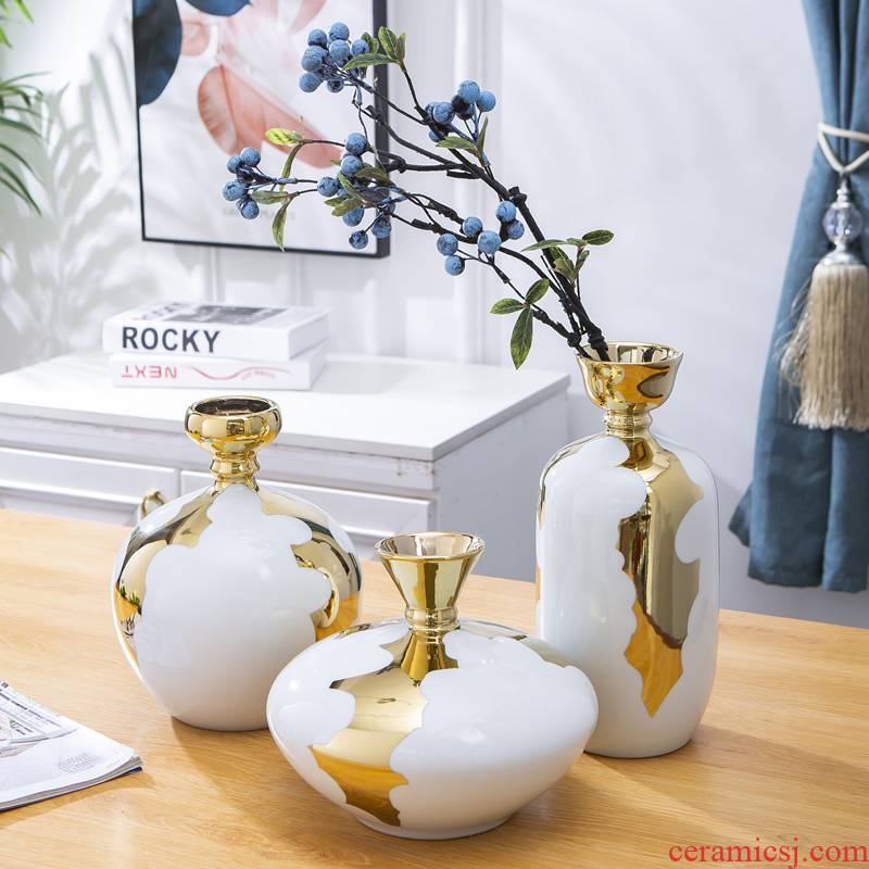 Jingdezhen ceramic vases, dried flowers, flower arrangement is north European style living room TV ark, wine porch household soft adornment