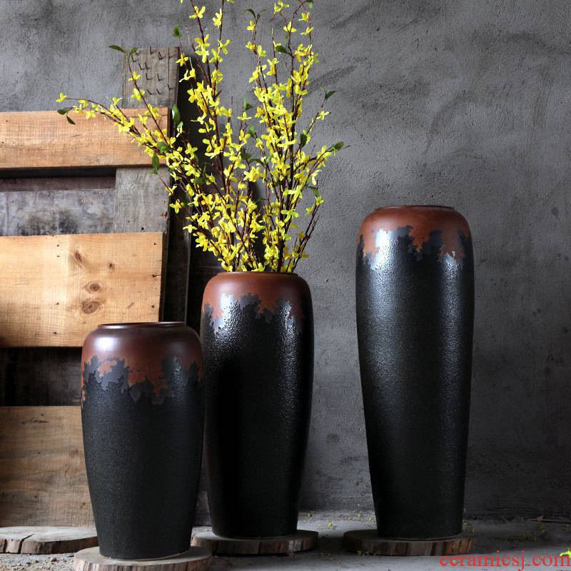 Retro ceramic vases, flower arrangement sitting room place I and contracted large ground vase floral decoration villa garden