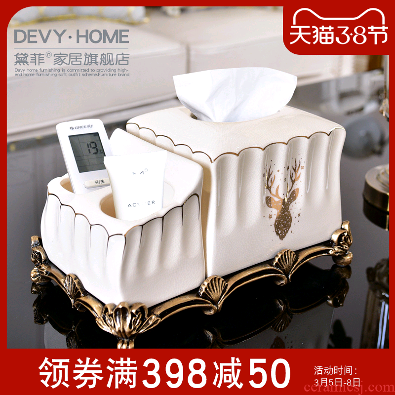 Light and decoration ceramics multi - function tissue box artical sitting room tea table restaurant adornment to receive remote control box
