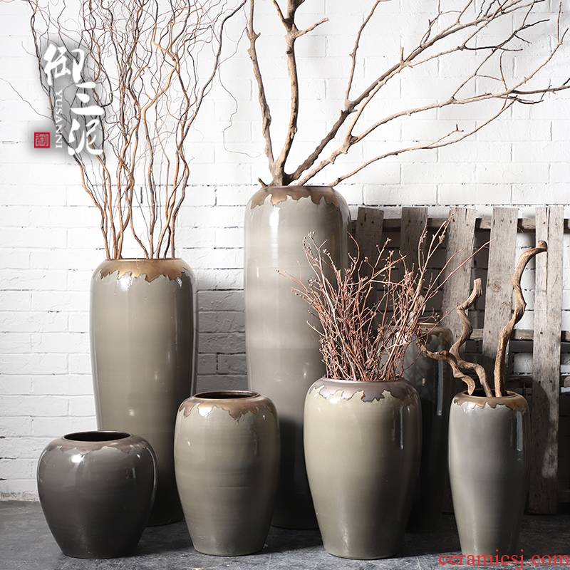 I and contracted large vase furnishing articles sitting room flower arranging jingdezhen ceramic POTS landing European - style villa decoration in gold